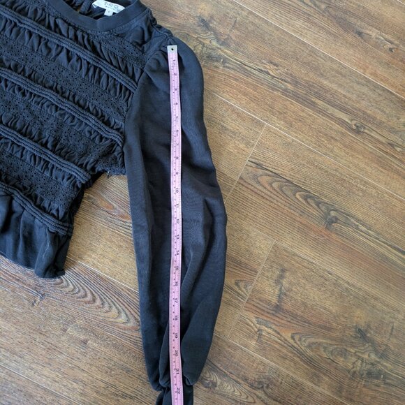 Sea New York Rita Smocked Navy Blue Jersey Long Sleeve Smocked Top Large - Picture 6 of 11